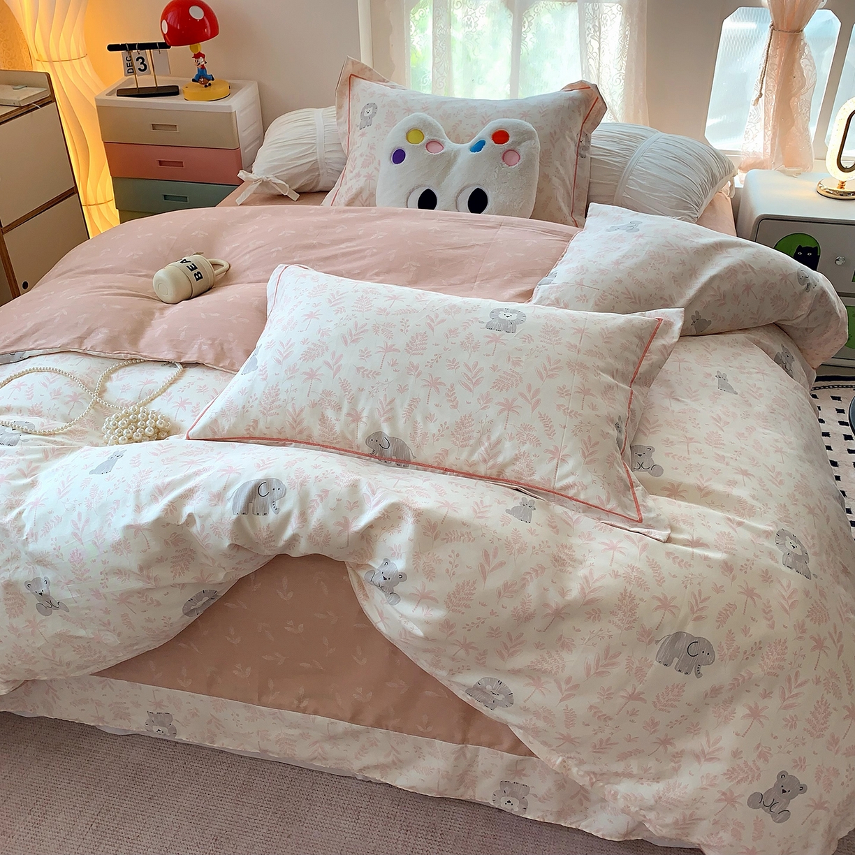 91家纺网 家纺一手货源 找家纺 莱豫家纺 2025新款亲肤舒适小清新印花全棉四件套第七批 野餐森林