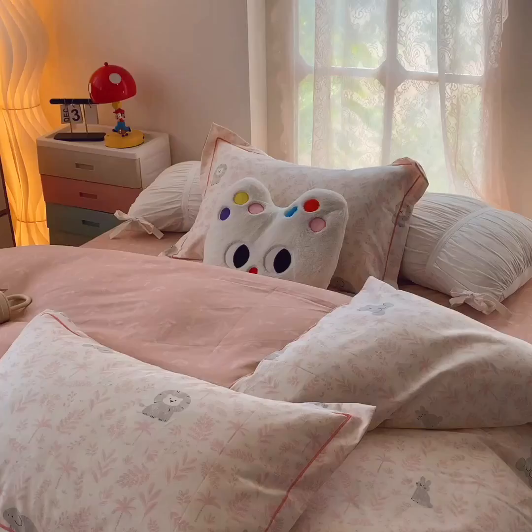 91家纺网 家纺一手货源 找家纺 莱豫家纺 2025新款亲肤舒适小清新印花全棉四件套第七批 野餐森林