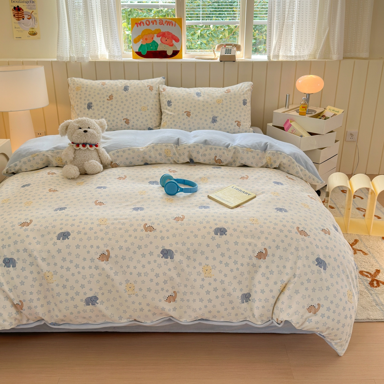 91家纺网 家纺一手货源 找家纺 Sweet dreams甜梦 2025新款棉加绒印花四件套 恐龙乐园