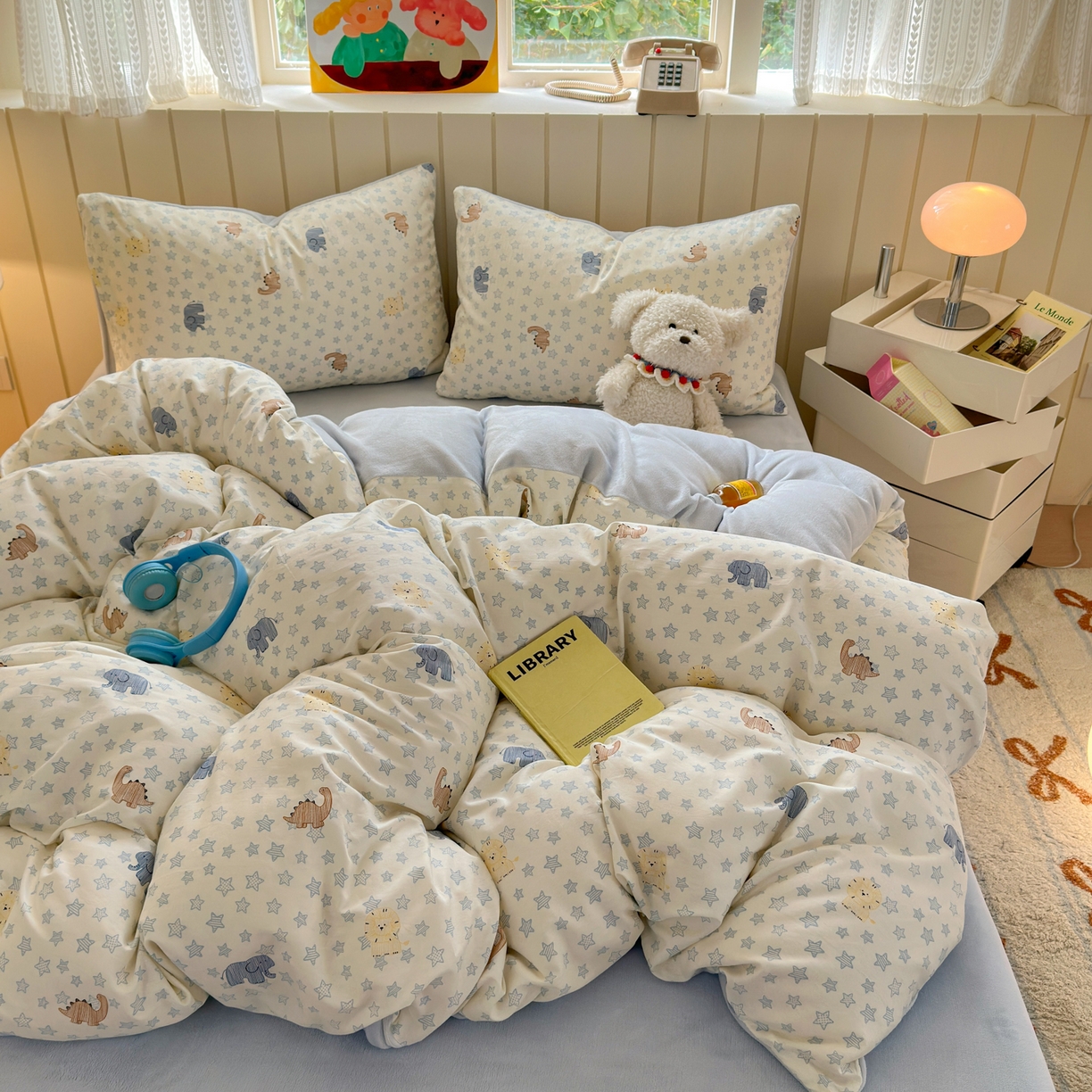 91家纺网 家纺一手货源 找家纺 Sweet dreams甜梦 2025新款棉加绒印花四件套 恐龙乐园