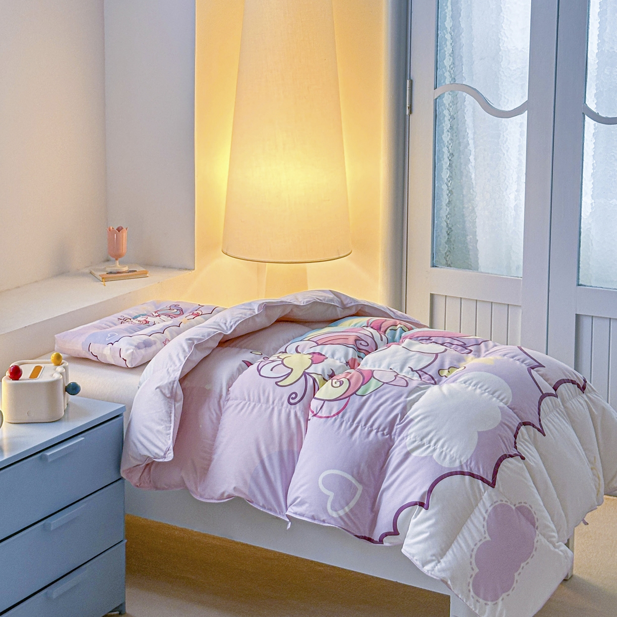 91家纺网 家纺一手货源 找家纺 暖羽屋羽绒馆 2025新款天丝莱赛尔鹅绒丝被芯 抗菌 防螨羽毛被1.2米 白鹅绒丝 儿童学生被子1.5 春秋被 云端小马儿