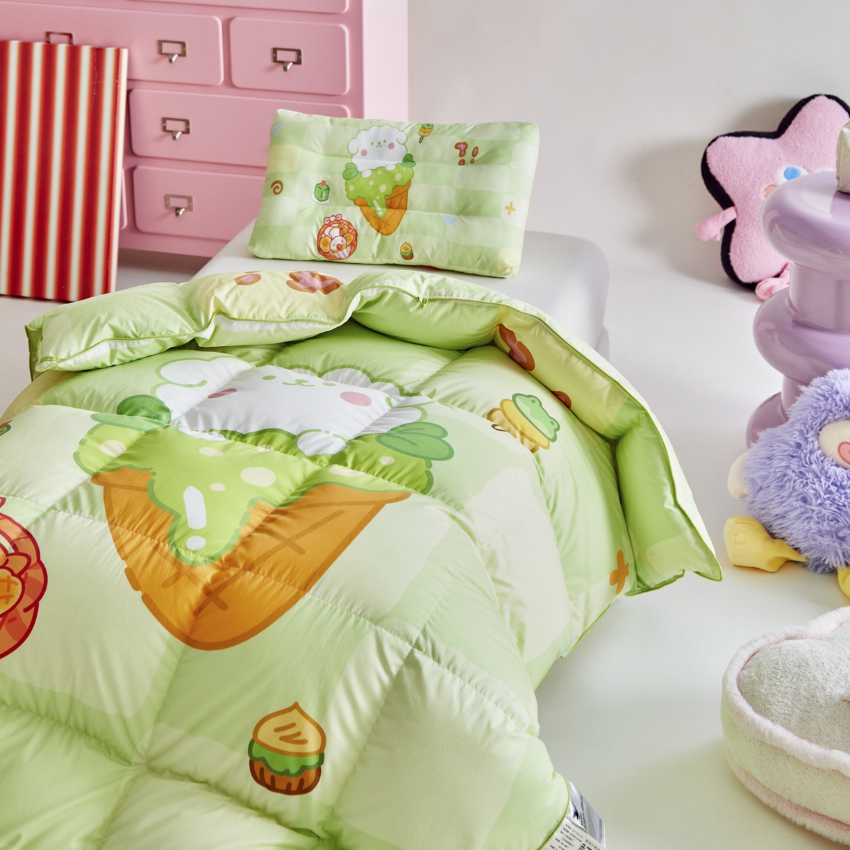 91家纺网 家纺一手货源 找家纺 暖羽屋羽绒馆 2025新款天丝莱赛尔鹅绒丝被芯 抗菌 防螨羽毛被1.2米 白鹅绒丝 儿童学生被子1.5 春秋被 清爽狗狗2