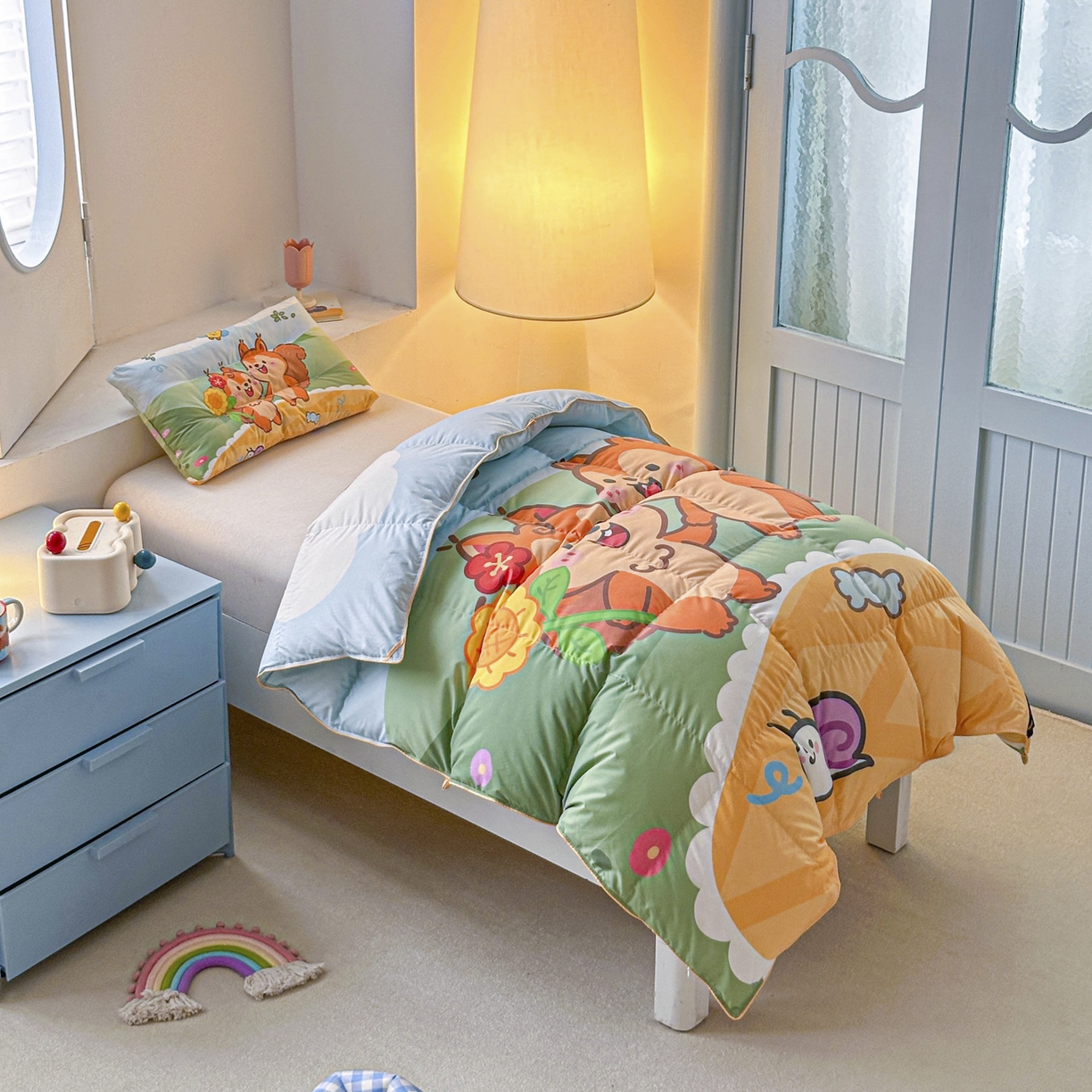 91家纺网 家纺一手货源 找家纺 暖羽屋羽绒馆 2025新款天丝莱赛尔鹅绒丝被芯 抗菌 防螨羽毛被1.2米 白鹅绒丝 儿童学生被子1.5 春秋被 两只松鼠