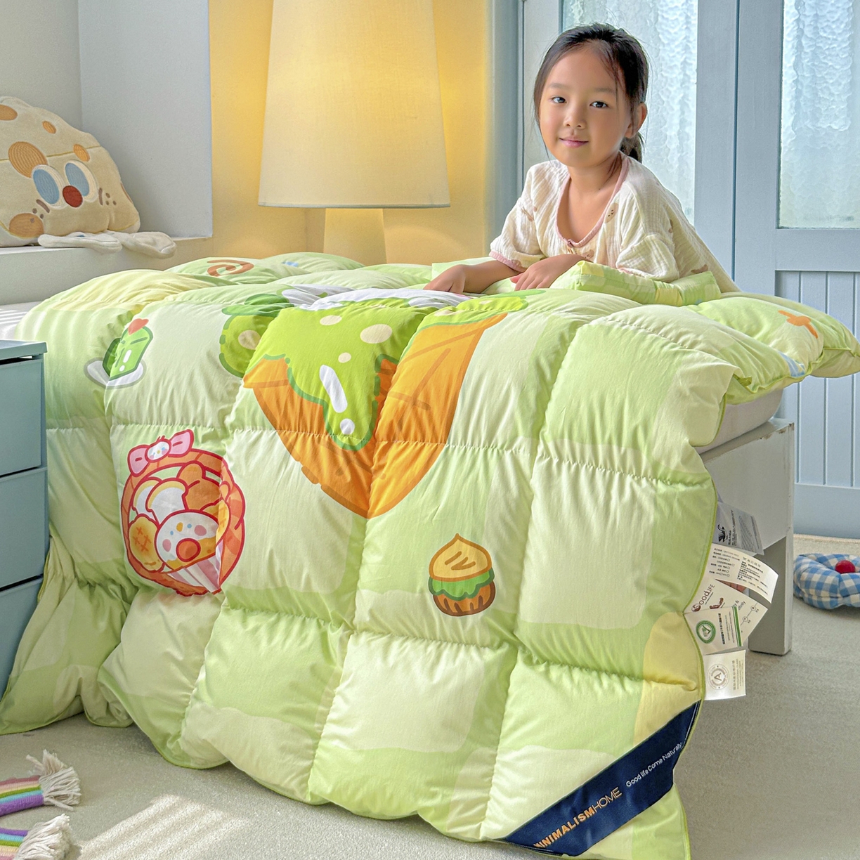 91家纺网 家纺一手货源 找家纺 暖羽屋羽绒馆 2025新款天丝莱赛尔鹅绒丝被芯 抗菌 防螨羽毛被1.2米 白鹅绒丝 儿童学生被子1.5 春秋被 清爽狗狗