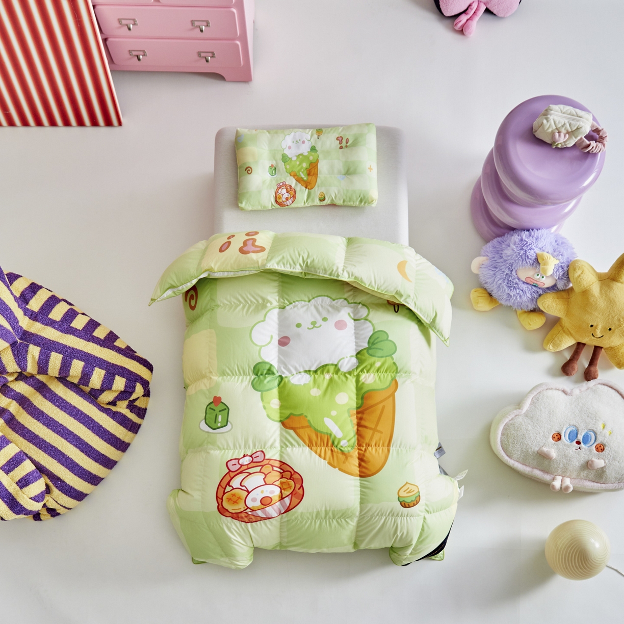 91家纺网 家纺一手货源 找家纺 暖羽屋羽绒馆 2025新款天丝莱赛尔鹅绒丝被芯 抗菌 防螨羽毛被1.2米 白鹅绒丝 儿童学生被子1.5 春秋被 清爽狗狗2