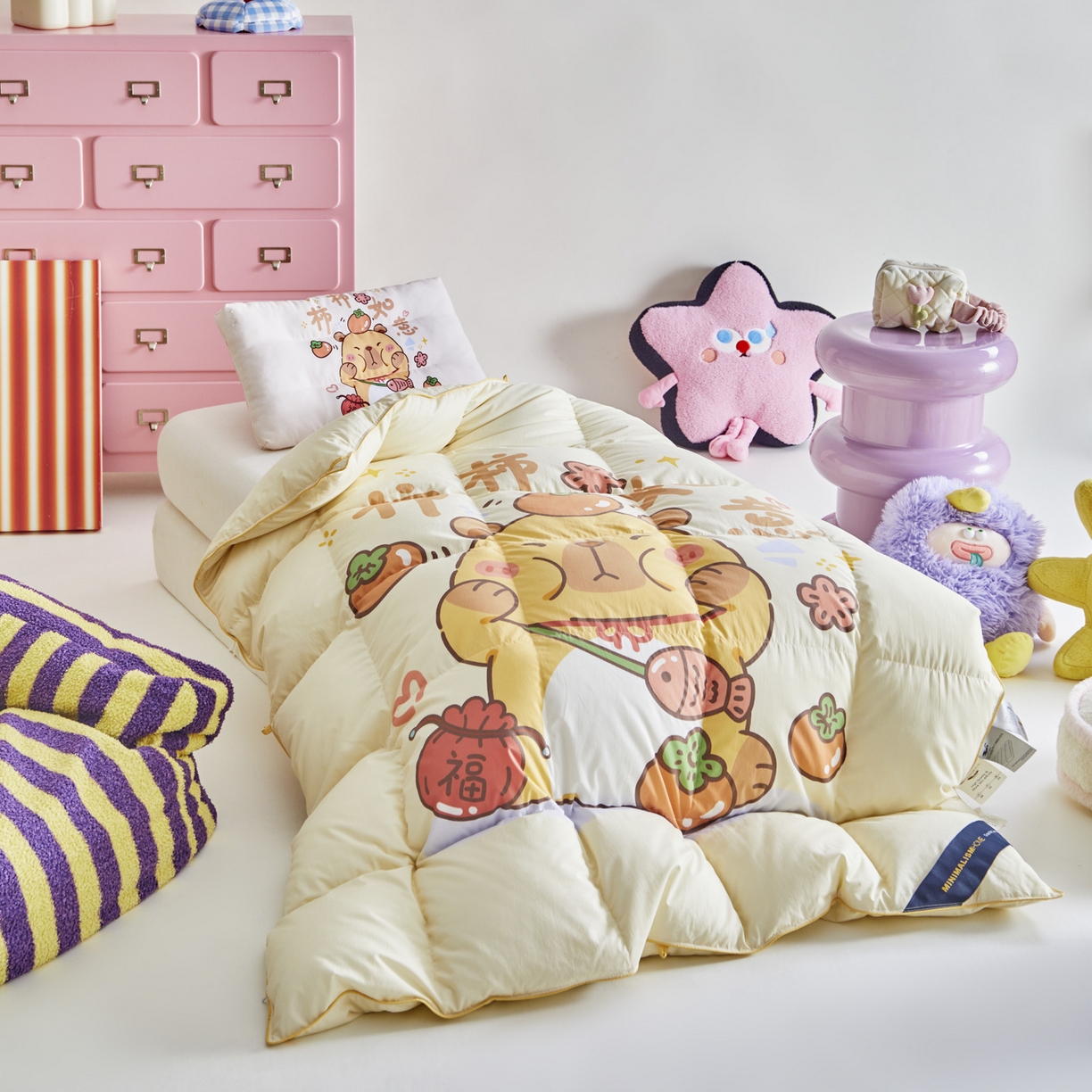 91家纺网 家纺一手货源 找家纺 暖羽屋羽绒馆 2025新款天丝莱赛尔鹅绒丝被芯 抗菌 防螨羽毛被1.2米 白鹅绒丝 儿童学生被子1.5 春秋被 柿柿如意2