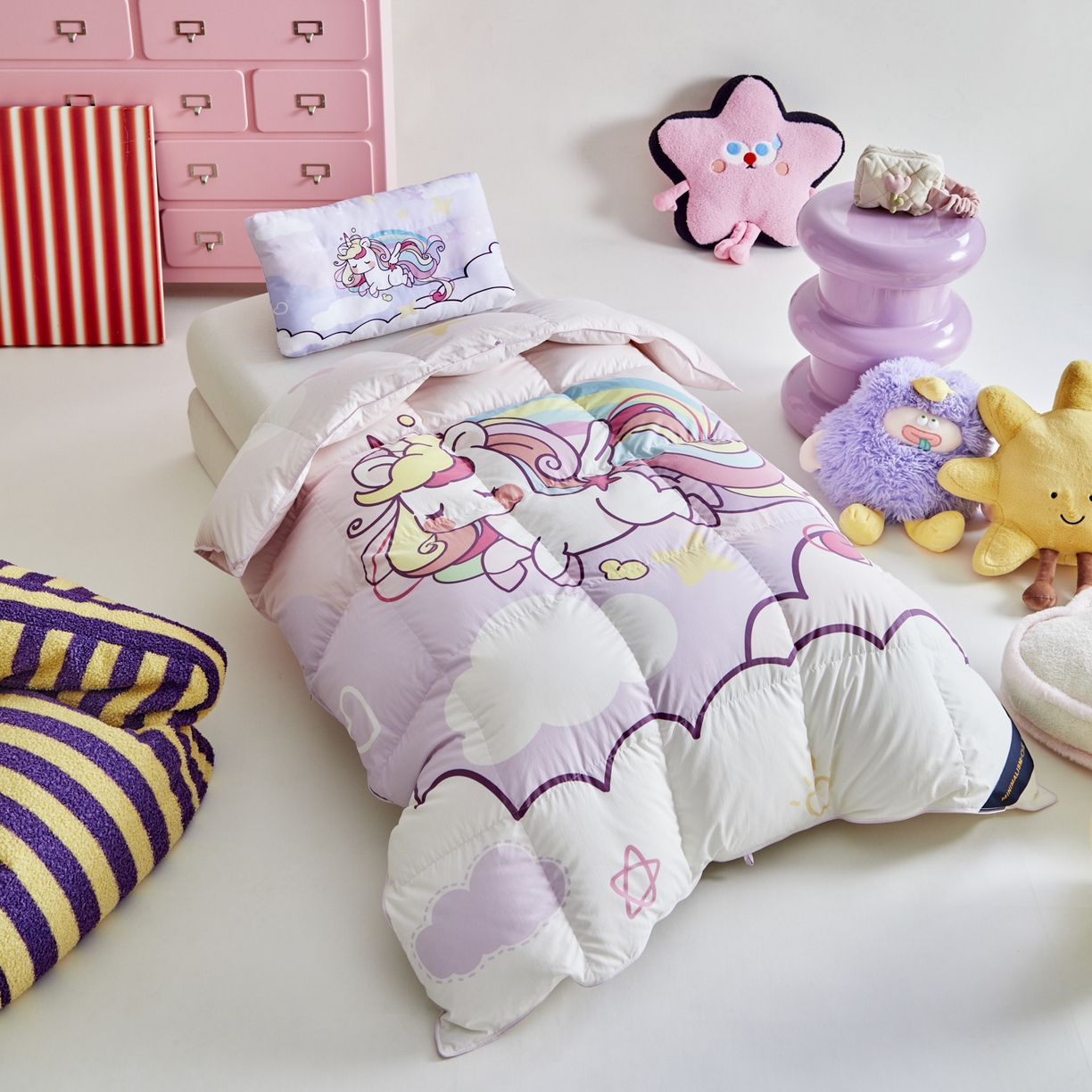 91家纺网 家纺一手货源 找家纺 暖羽屋羽绒馆 2025新款天丝莱赛尔鹅绒丝被芯 抗菌 防螨羽毛被1.2米 白鹅绒丝 儿童学生被子1.5 春秋被 云端小马儿2