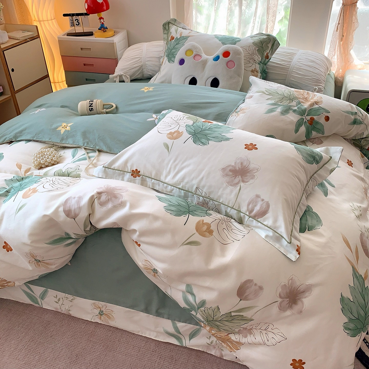 91家纺网 家纺一手货源 找家纺 莱豫家纺 2025新款亲肤舒适小清新印花全棉四件套第七批 远山含黛