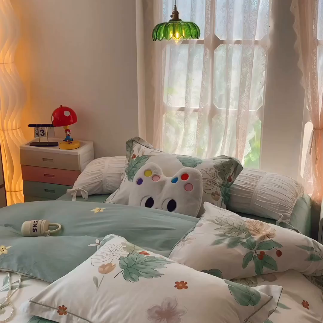 91家纺网 家纺一手货源 找家纺 莱豫家纺 2025新款亲肤舒适小清新印花全棉四件套第七批 远山含黛