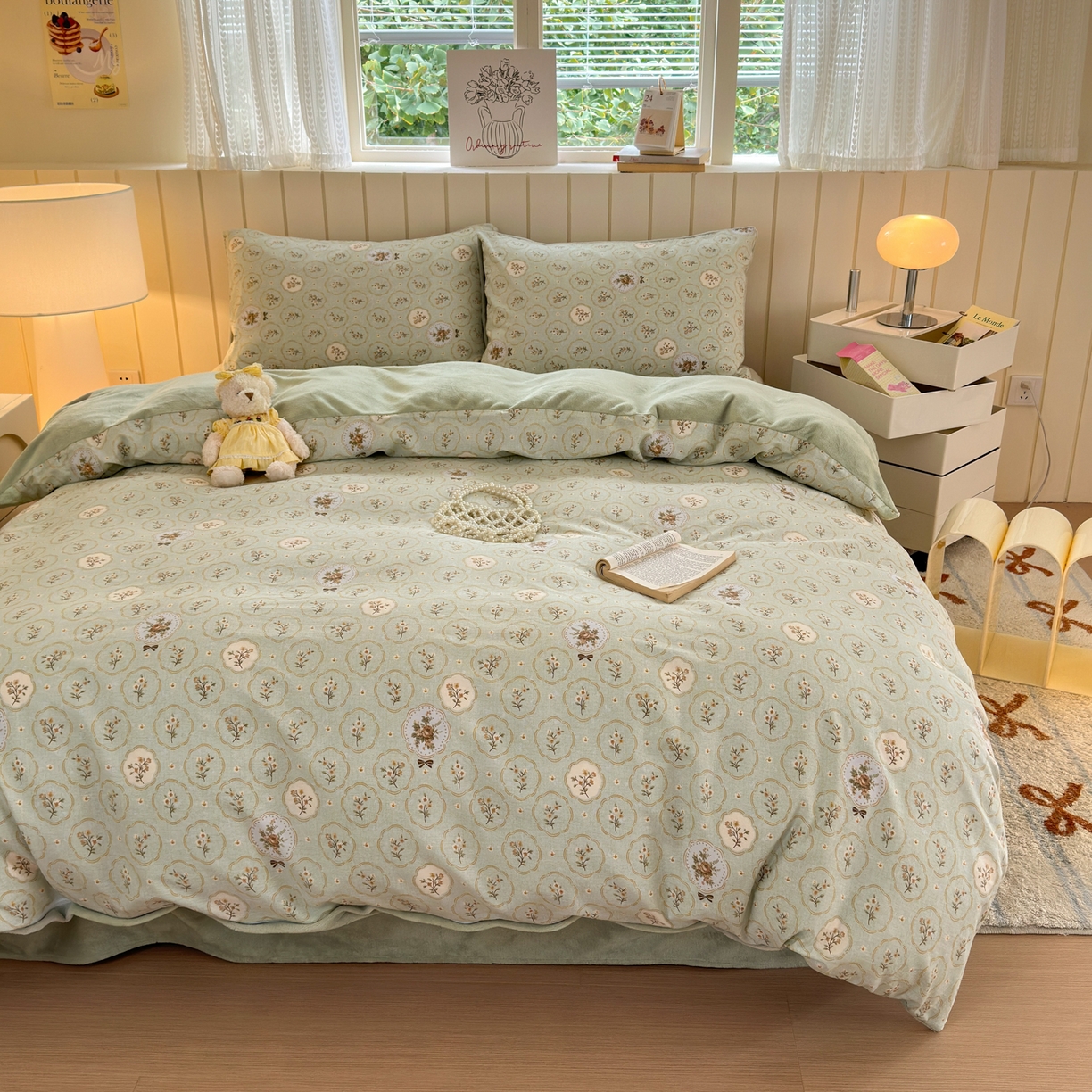 91家纺网 家纺一手货源 找家纺 Sweet dreams甜梦 2025新款棉加绒印花四件套 秘境花园