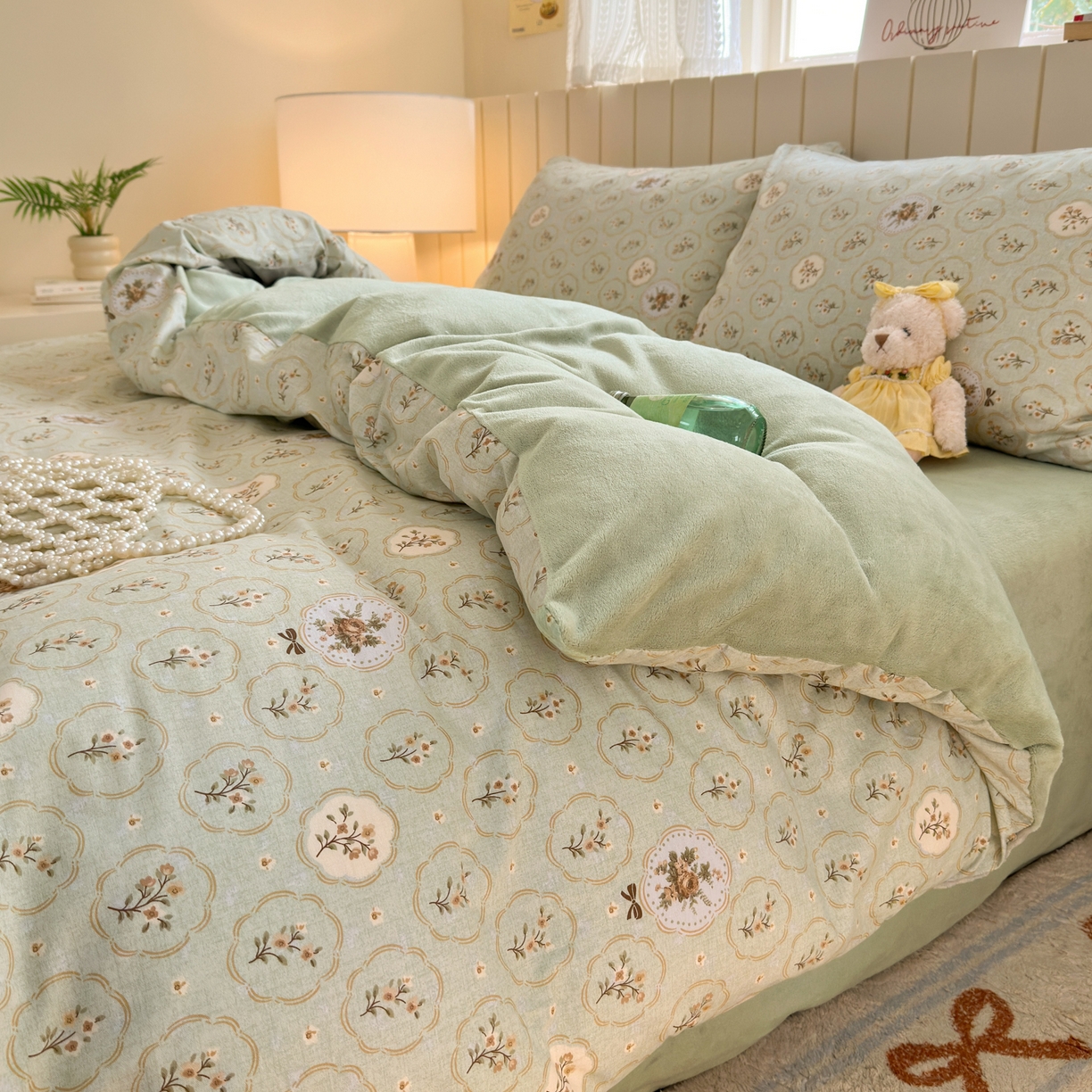 91家纺网 家纺一手货源 找家纺 Sweet dreams甜梦 2025新款棉加绒印花四件套 秘境花园