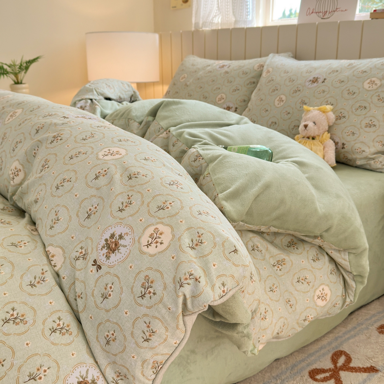 91家纺网 家纺一手货源 找家纺 Sweet dreams甜梦 2025新款棉加绒印花四件套 秘境花园