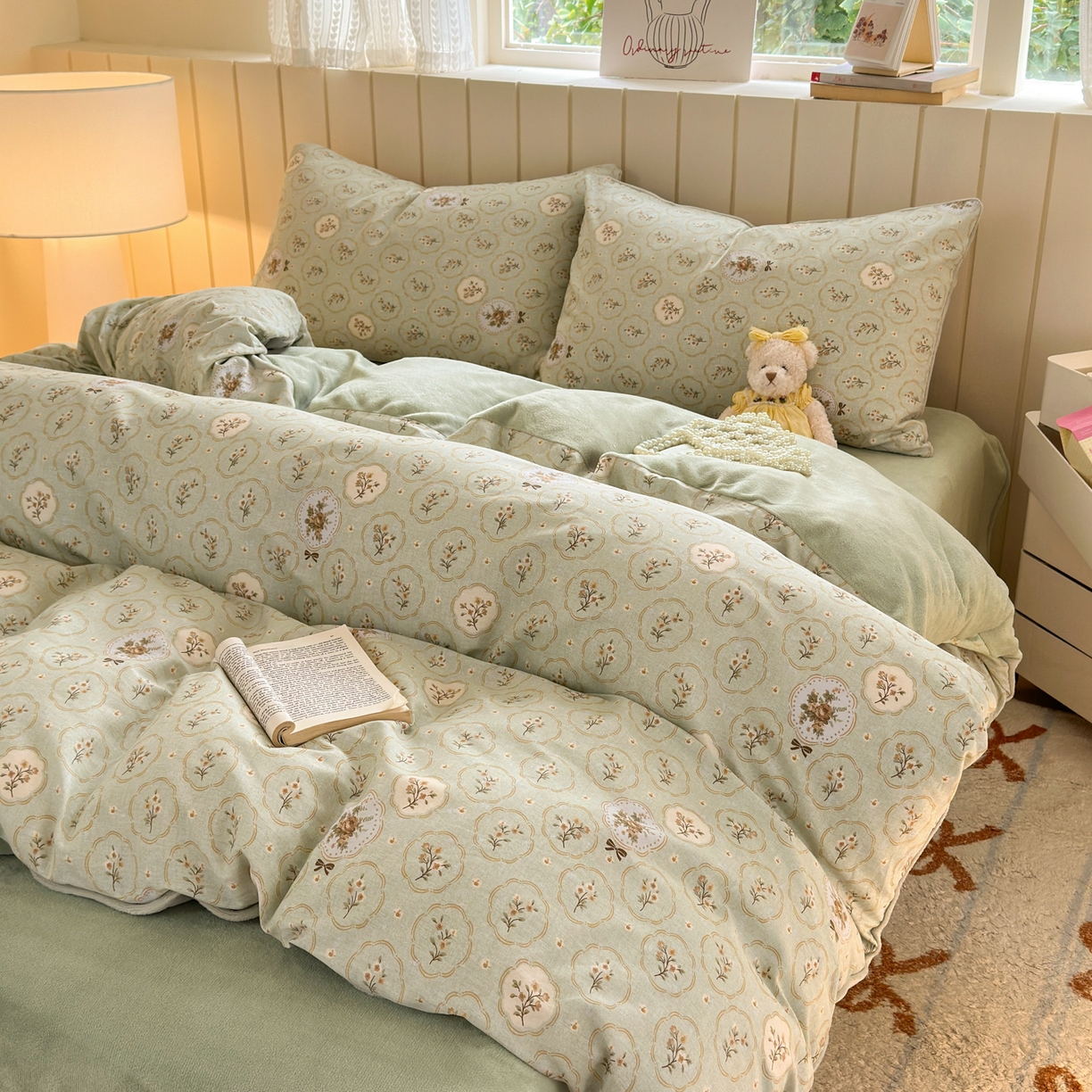 91家纺网 家纺一手货源 找家纺 Sweet dreams甜梦 2025新款棉加绒印花四件套 秘境花园