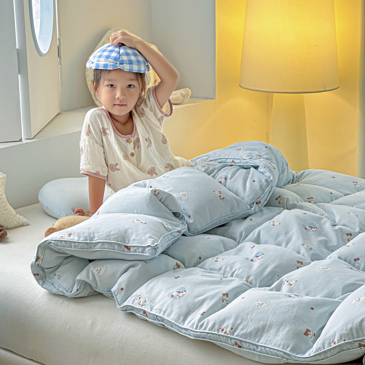 91家纺网 家纺一手货源 找家纺 （总）暖羽屋羽绒馆 2025新款A类双层纱鹅绒丝被芯儿童学生 羽绒被子 羽毛被婴幼儿园 冬被春秋被