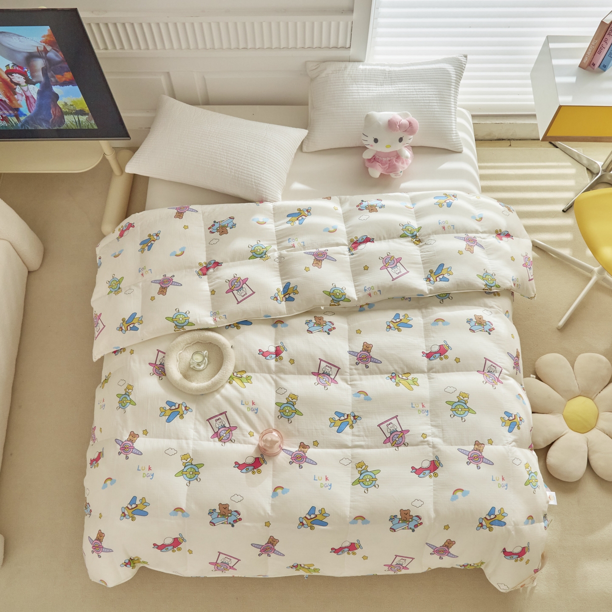 91家纺网 家纺一手货源 找家纺 （总）暖羽屋羽绒馆 2025新款A类双层纱鹅绒丝被芯儿童学生 羽绒被子 羽毛被婴幼儿园 冬被春秋被