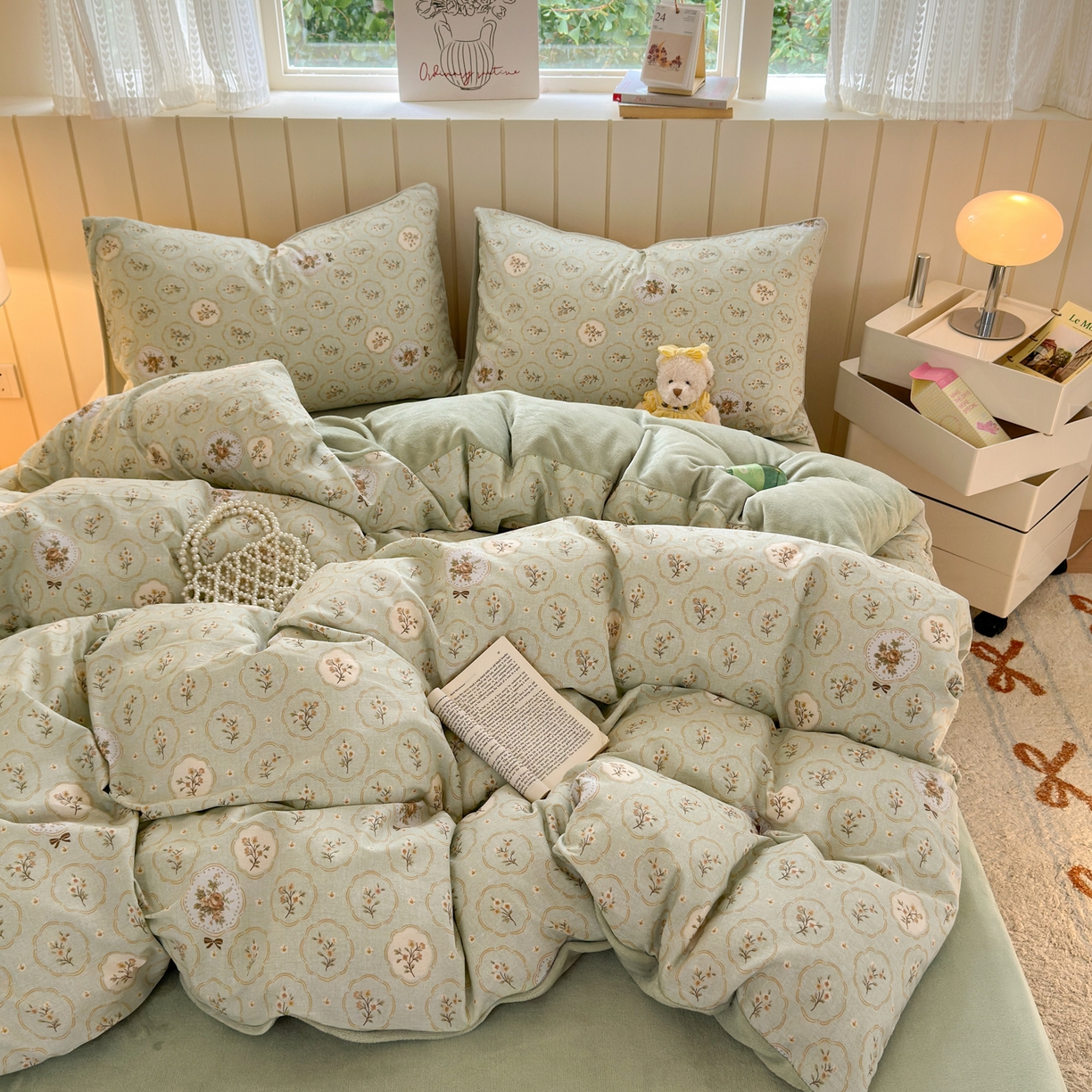 91家纺网 家纺一手货源 找家纺 Sweet dreams甜梦 2025新款棉加绒印花四件套 秘境花园