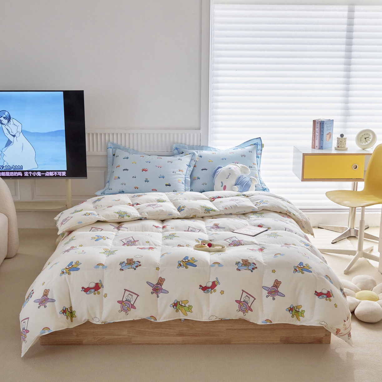 91家纺网 家纺一手货源 找家纺 暖羽屋羽绒馆 2025新款A类双层纱鹅绒丝被芯儿童学生 羽绒被子 羽毛被婴幼儿园 冬被春秋被 自由飞翔 双层纱