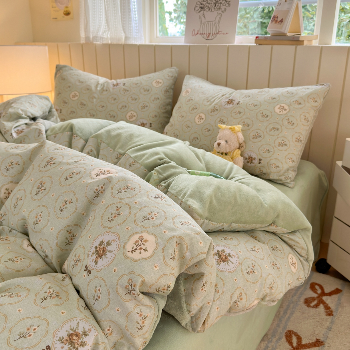 91家纺网 家纺一手货源 找家纺 Sweet dreams甜梦 2025新款棉加绒印花四件套 秘境花园