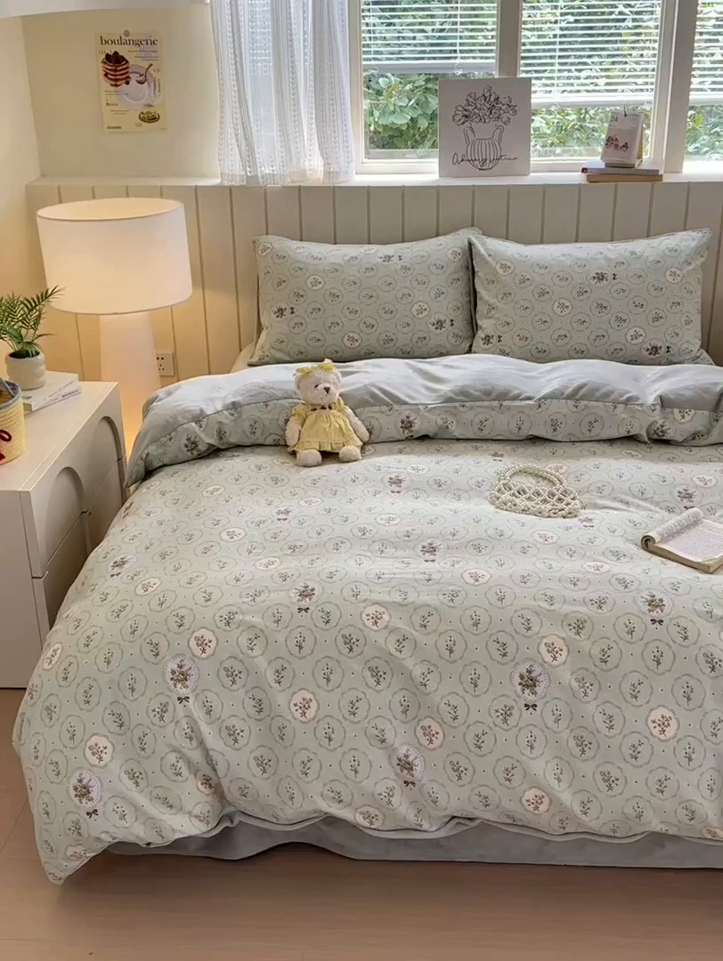 91家纺网 家纺一手货源 找家纺 Sweet dreams甜梦 2025新款棉加绒印花四件套 秘境花园