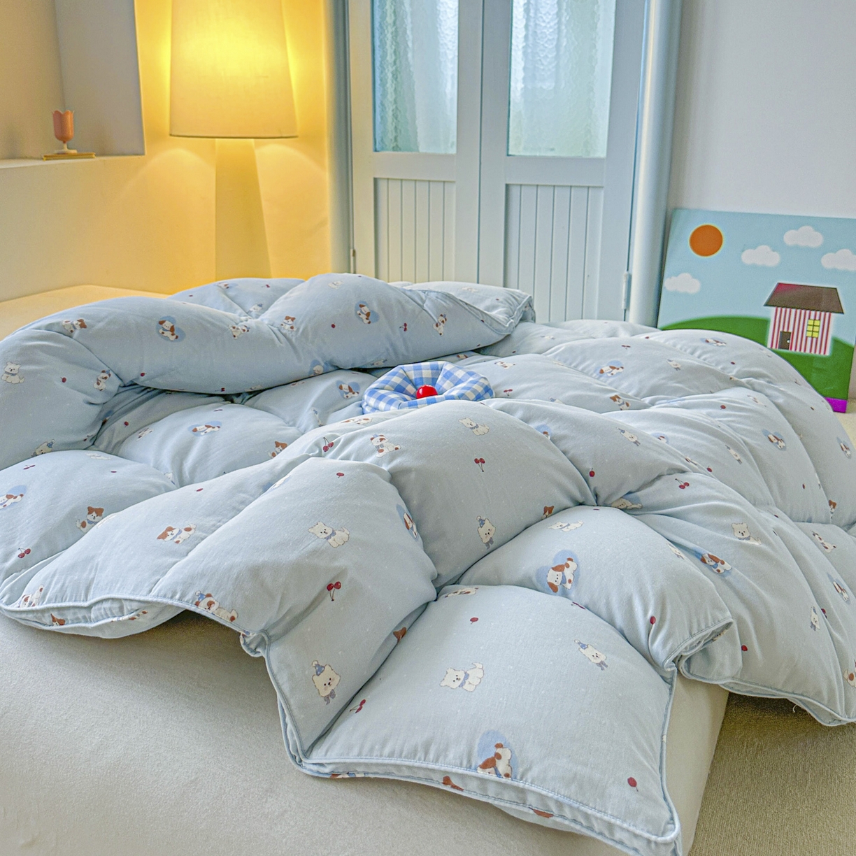 91家纺网 家纺一手货源 找家纺 暖羽屋羽绒馆 2025新款A类双层纱鹅绒丝被芯儿童学生 羽绒被子 羽毛被婴幼儿园 冬被春秋被 冬季伙伴