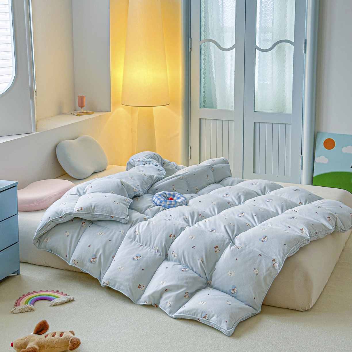 91家纺网 家纺一手货源 找家纺 暖羽屋羽绒馆 2025新款A类双层纱鹅绒丝被芯儿童学生 羽绒被子 羽毛被婴幼儿园 冬被春秋被 冬季伙伴