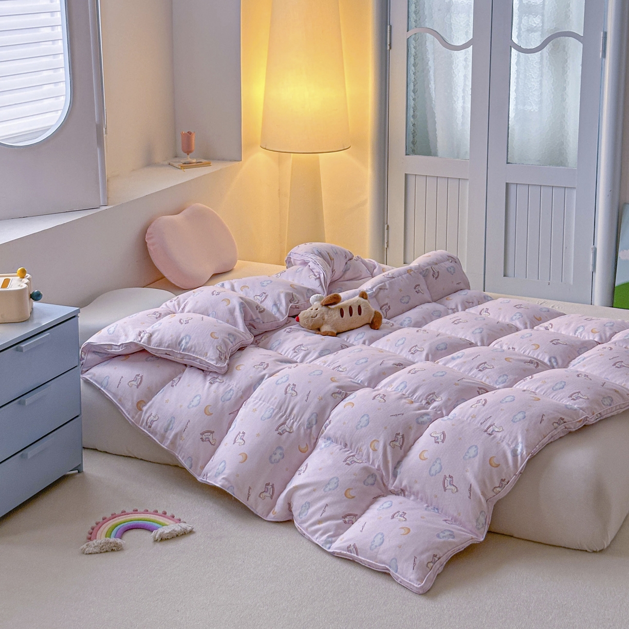 91家纺网 家纺一手货源 找家纺 暖羽屋羽绒馆 2025新款A类双层纱鹅绒丝被芯儿童学生 羽绒被子 羽毛被婴幼儿园 冬被春秋被 快乐梦想