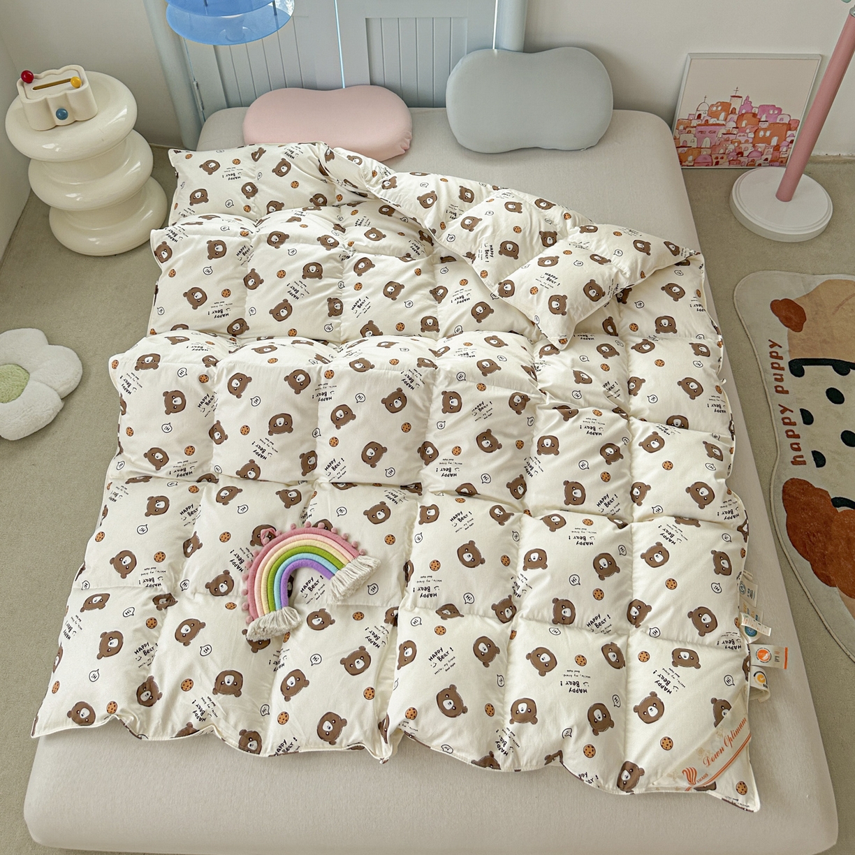 91家纺网 家纺一手货源 找家纺 （总）暖羽屋羽绒馆 2025新款儿童纯棉鹅绒丝被芯60s卡通学生婴幼儿园1.2米羽绒被子1.5米宿舍羽绒冬被