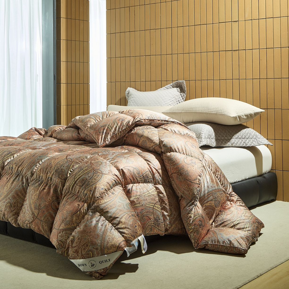 91家纺网 家纺一手货源 找家纺 （总）暖羽屋羽绒馆 2025新款印花鹅绒丝冬被 羽绒被子 春秋白鹅绒被芯 羽毛被子双人加厚冬被