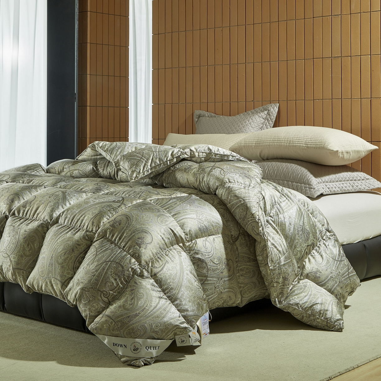 91家纺网 家纺一手货源 找家纺 暖羽屋羽绒馆 2025新款印花鹅绒丝冬被 羽绒被子 春秋白鹅绒被芯 羽毛被子双人加厚冬被 墨尔本