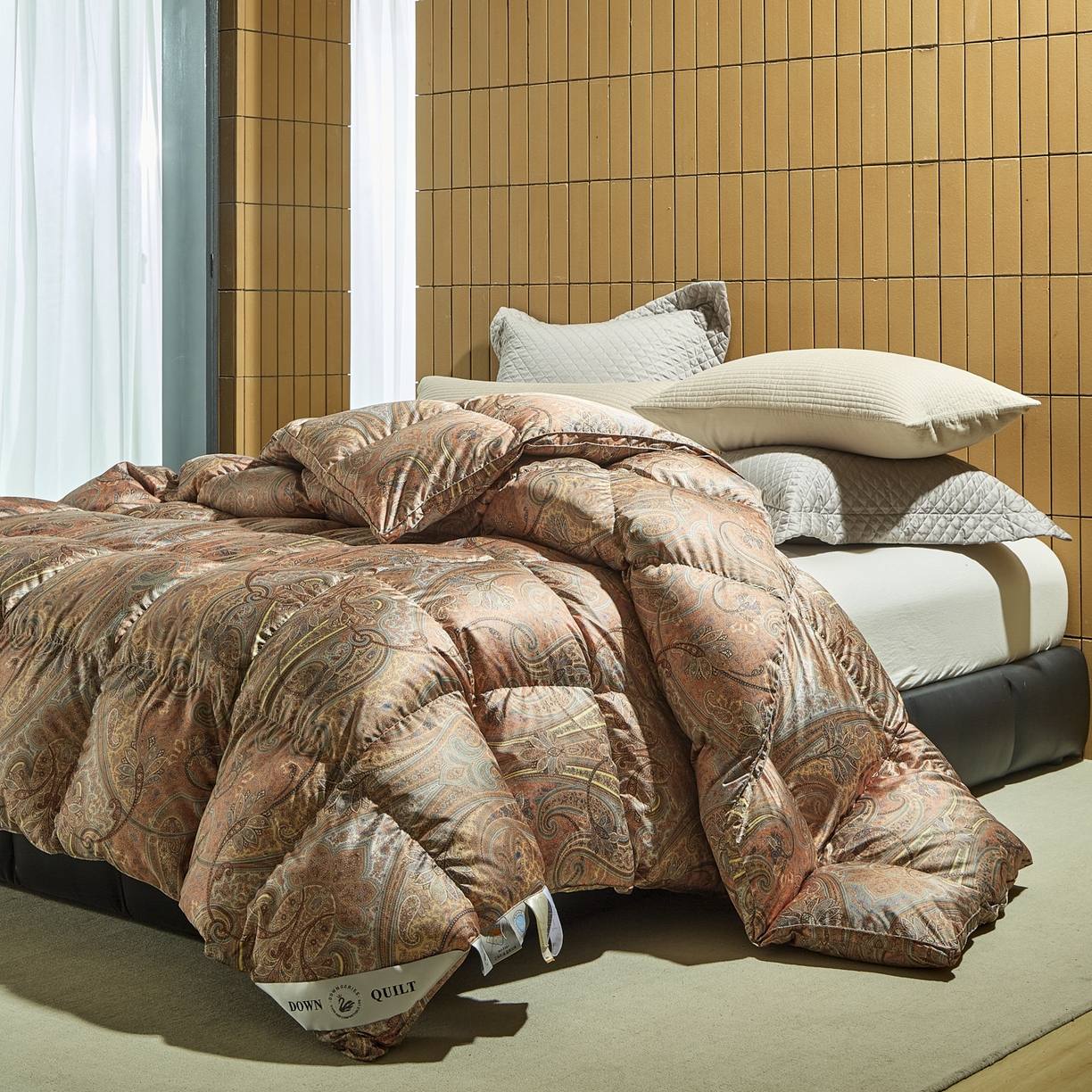 91家纺网 家纺一手货源 找家纺 暖羽屋羽绒馆 2025新款印花鹅绒丝冬被 羽绒被子 春秋白鹅绒被芯 羽毛被子双人加厚冬被 芳华