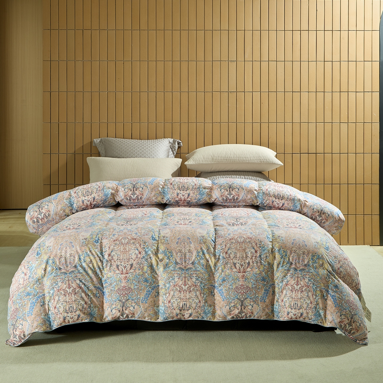 91家纺网 家纺一手货源 找家纺 暖羽屋羽绒馆 2025新款印花鹅绒丝冬被 羽绒被子 春秋白鹅绒被芯 羽毛被子双人加厚冬被 凤羽