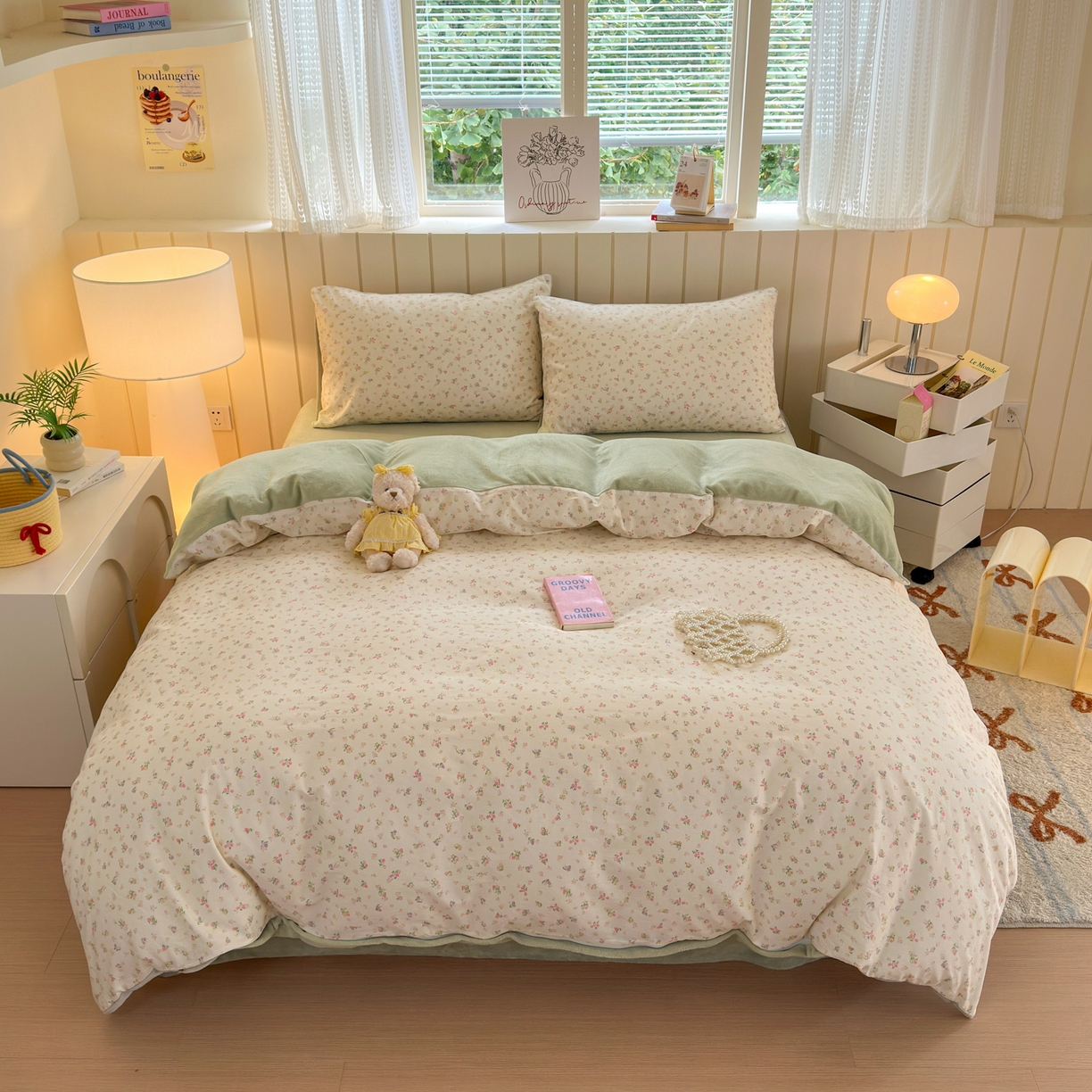 91家纺网 家纺一手货源 找家纺 Sweet dreams甜梦 2025新款棉加绒印花四件套 清新小花