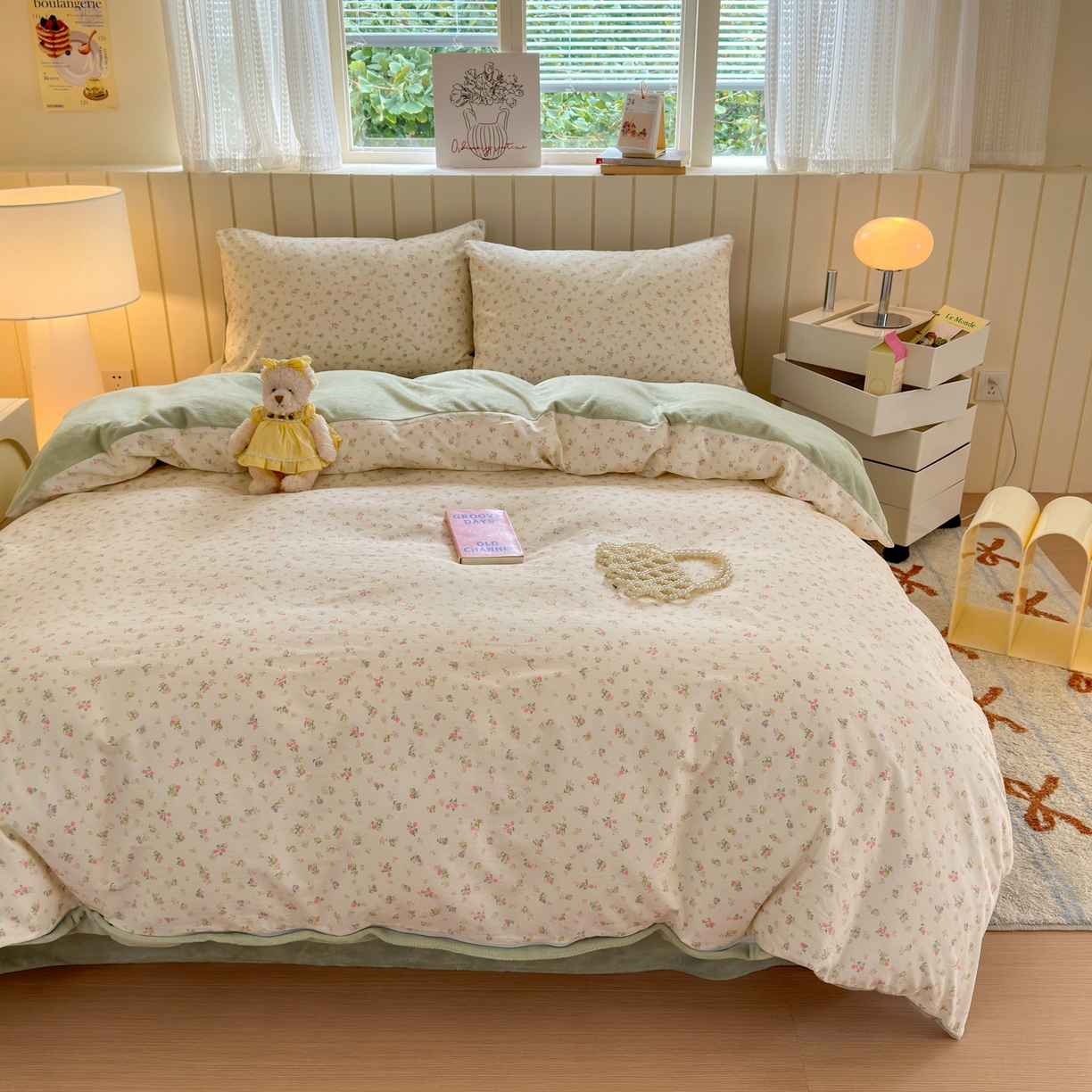 91家纺网 家纺一手货源 找家纺 Sweet dreams甜梦 2025新款棉加绒印花四件套 清新小花