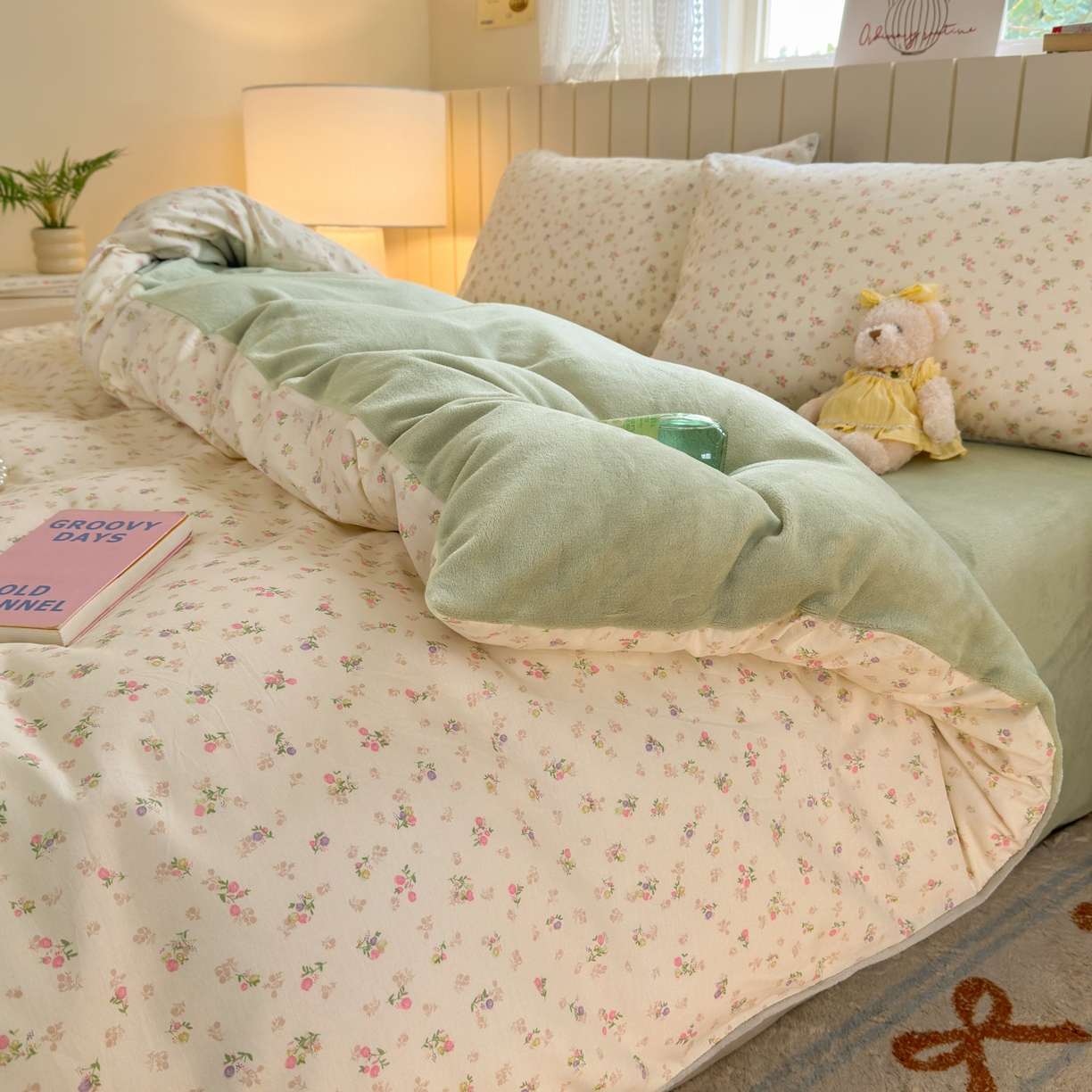 91家纺网 家纺一手货源 找家纺 Sweet dreams甜梦 2025新款棉加绒印花四件套 清新小花