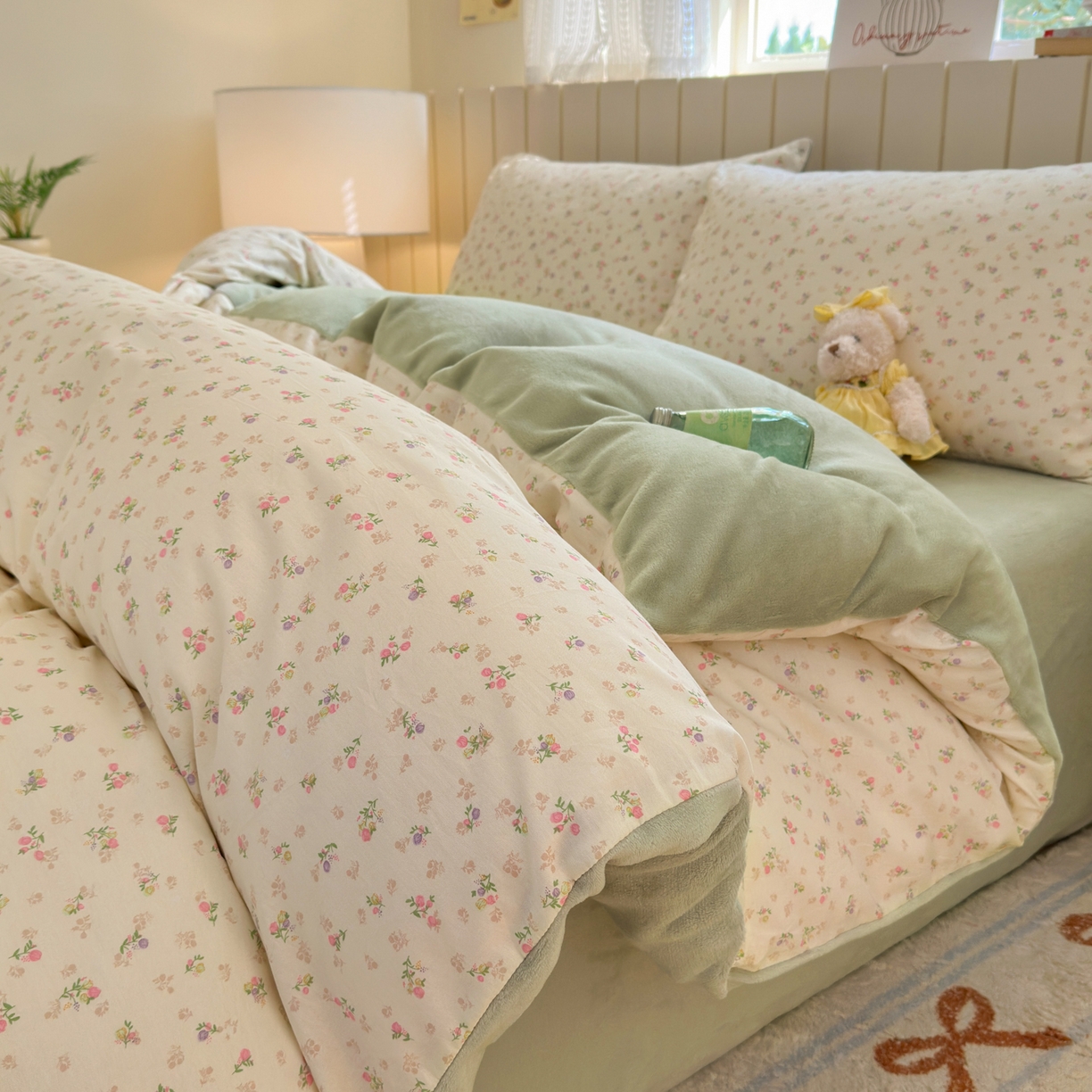 91家纺网 家纺一手货源 找家纺 Sweet dreams甜梦 2025新款棉加绒印花四件套 清新小花