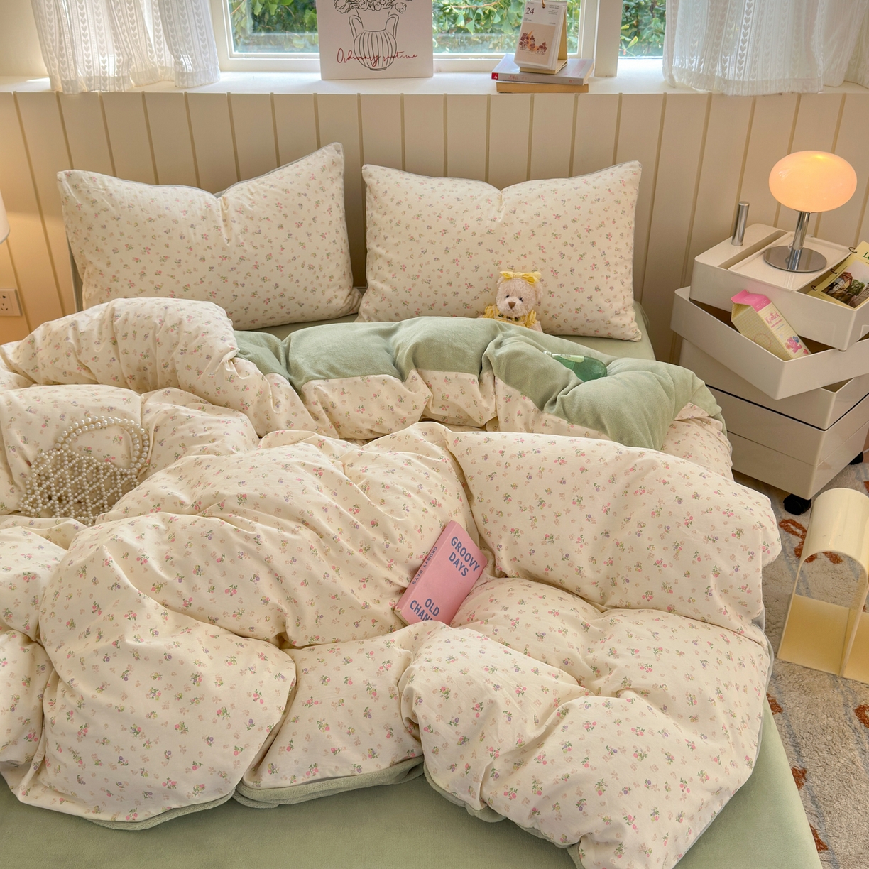 91家纺网 家纺一手货源 找家纺 Sweet dreams甜梦 2025新款棉加绒印花四件套 清新小花