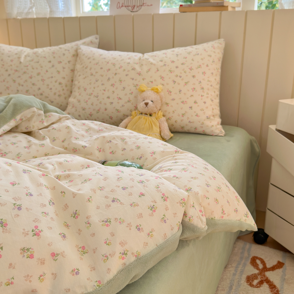 91家纺网 家纺一手货源 找家纺 Sweet dreams甜梦 2025新款棉加绒印花四件套 清新小花