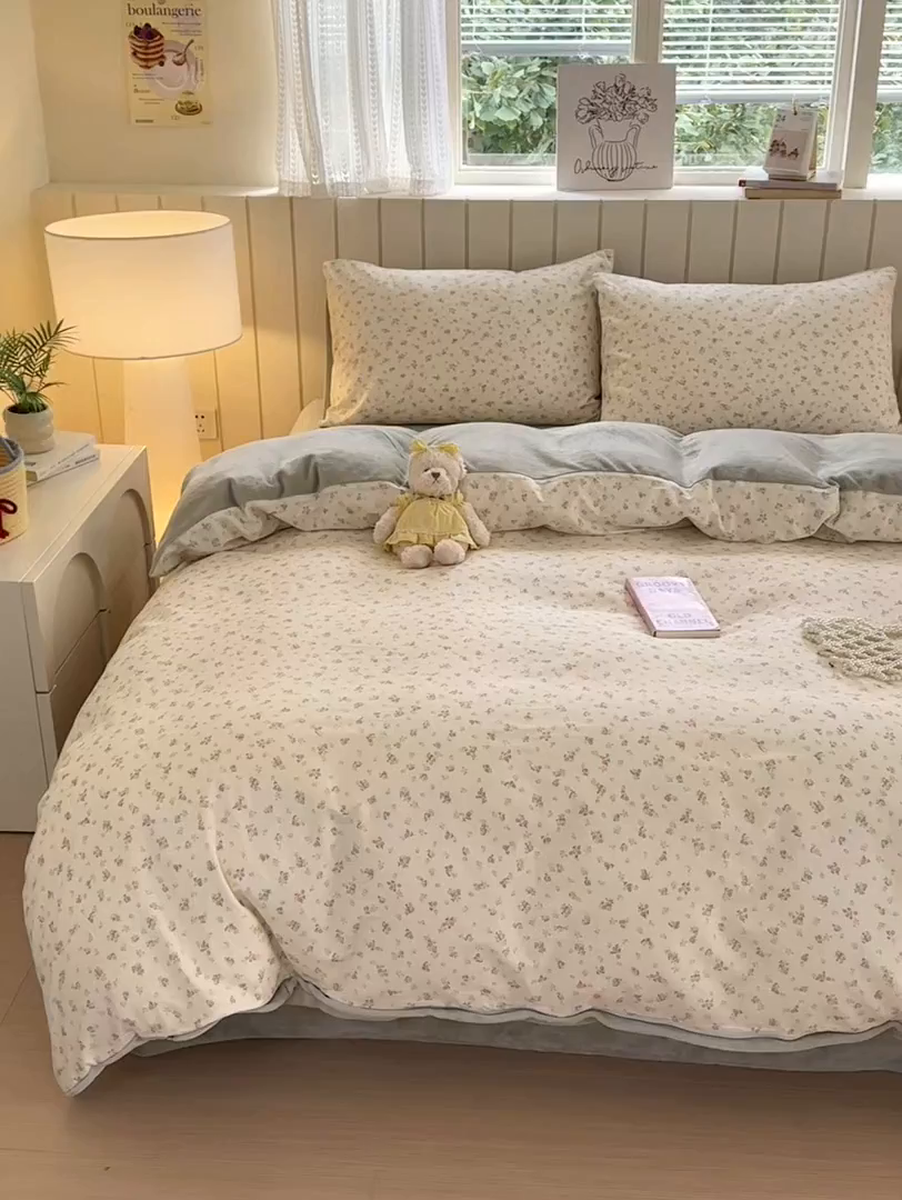 91家纺网 家纺一手货源 找家纺 Sweet dreams甜梦 2025新款棉加绒印花四件套 清新小花