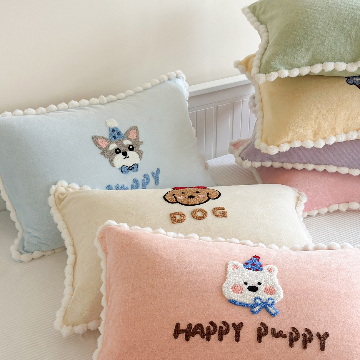 91家纺网 家纺一手货源 找家纺 （总）寐居家纺 2025新款牛奶绒毛巾绣单枕套