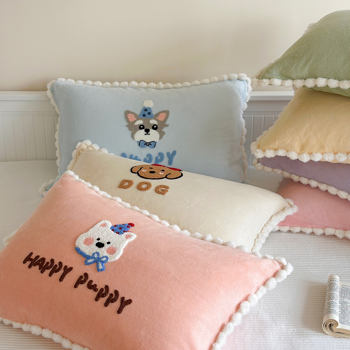 91家纺网 家纺一手货源 找家纺 （总）寐居家纺 2025新款牛奶绒毛巾绣单枕套