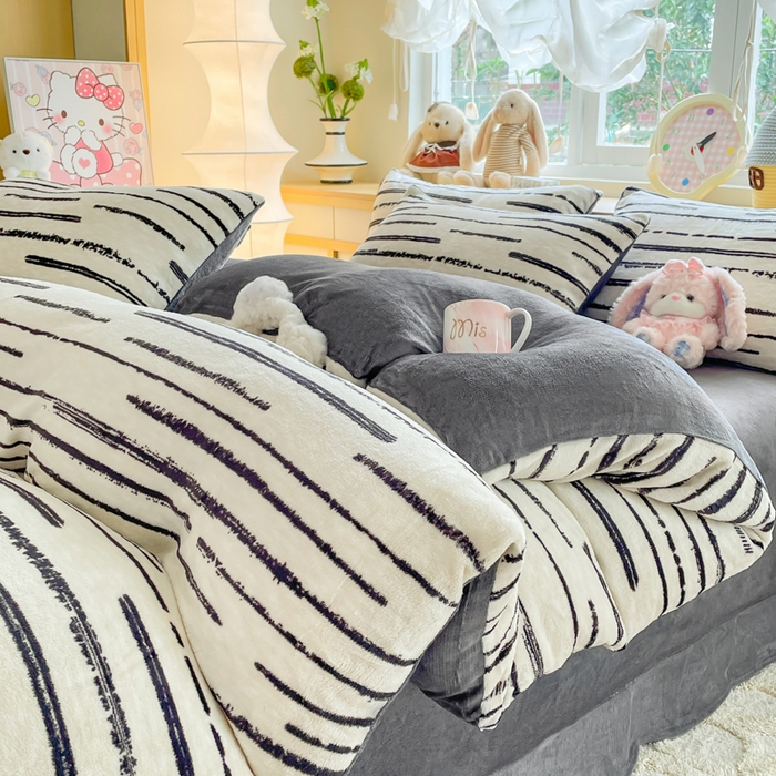 91家纺网 家纺一手货源 找家纺 弗苓家纺 2025新款加厚保暖双面牛奶绒四件套 摩登