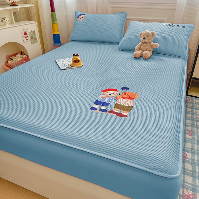 91家纺网 家纺一手货源 找家纺 （总）大元 2025新款零压云棉刺绣款单床笠床笠单件单品床笠小熊仔