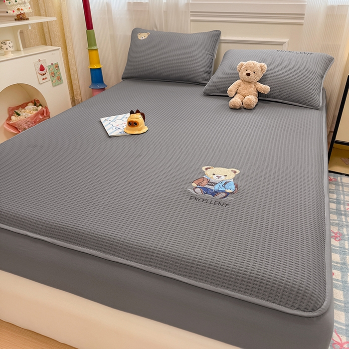 大元 2025新款零压云棉刺绣款单床笠床笠单件单品床笠小熊仔 小熊仔-高级灰