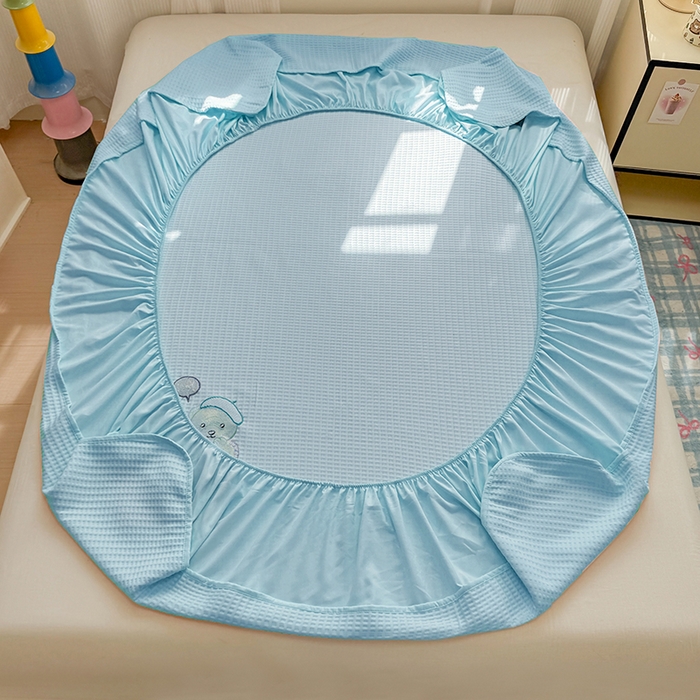 91家纺网 家纺一手货源 找家纺 大元 2025新款零压云棉刺绣款单床笠床笠单件单品床笠小熊仔 小熊仔-蓝