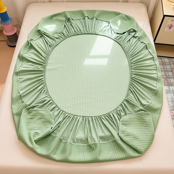 91家纺网 家纺一手货源 找家纺 大元 2025新款零压云棉刺绣款单床笠床笠单件单品床笠小熊仔 小熊仔-果绿