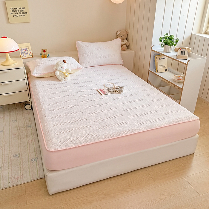 91家纺网 家纺一手货源 找家纺 大元 2025新款空气层夹棉单床笠床笠单件单品床笠-基础款minmin 粉玉minmin