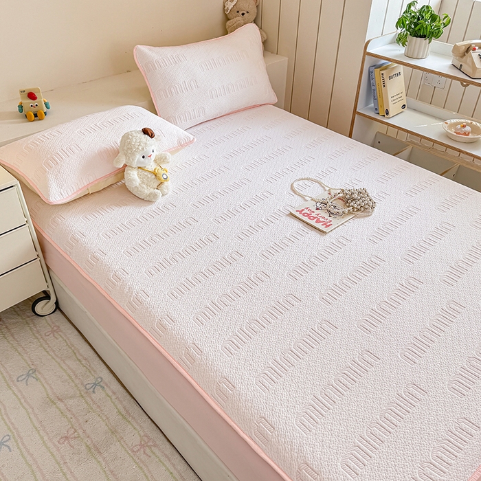 91家纺网 家纺一手货源 找家纺 大元 2025新款空气层夹棉单床笠床笠单件单品床笠-基础款minmin 粉玉minmin