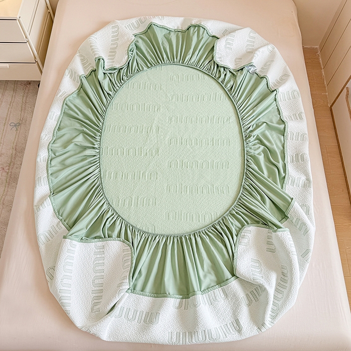 91家纺网 家纺一手货源 找家纺 大元 2025新款空气层夹棉单床笠床笠单件单品床笠-基础款minmin 果绿minmin