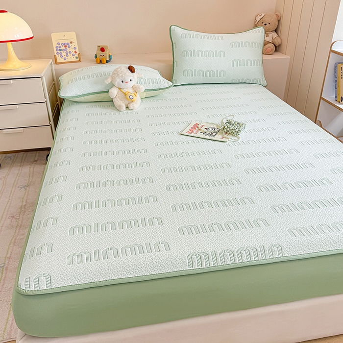 91家纺网 家纺一手货源 找家纺 大元 2025新款空气层夹棉单床笠床笠单件单品床笠-基础款minmin 果绿minmin