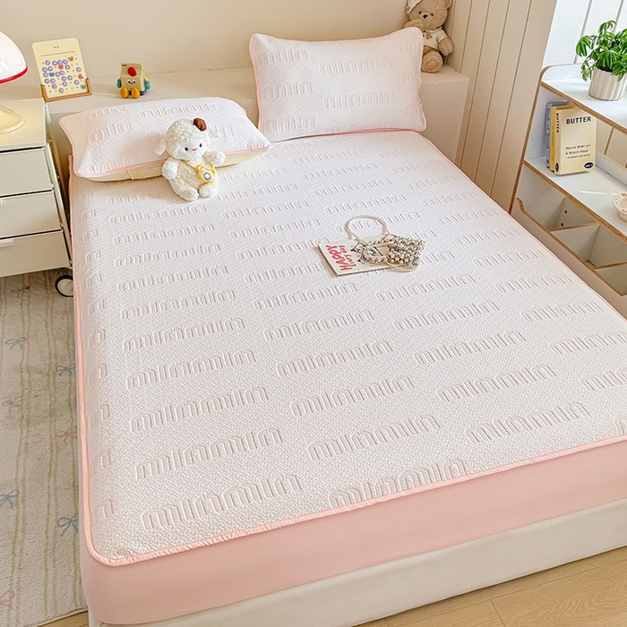 91家纺网 家纺一手货源 找家纺 大元 2025新款空气层夹棉单床笠床笠单件单品床笠-基础款minmin 粉玉minmin